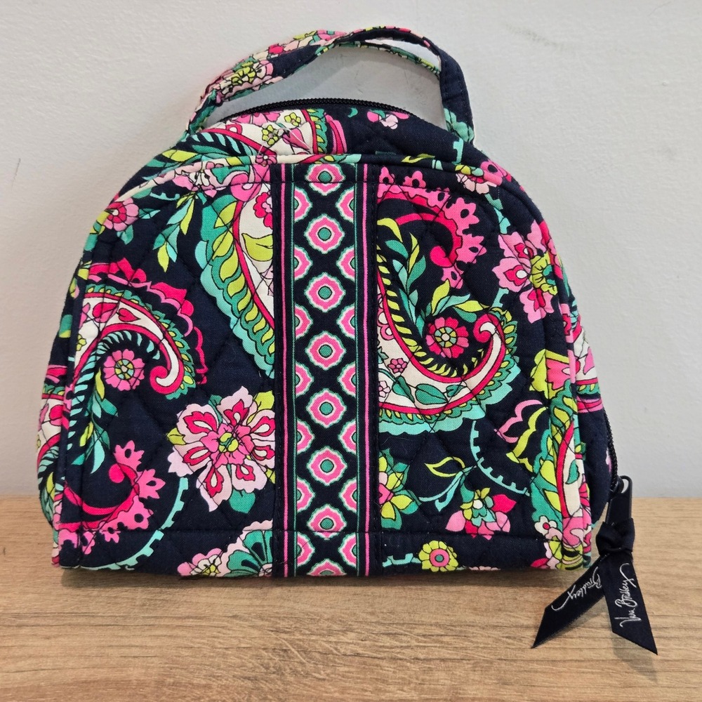 Vera Bradley Petal Paisley Quilted Travel Cosmetic Jewelry Bag Paisley Floral